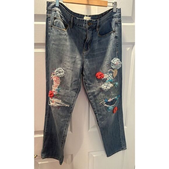 J Crew Tapered Distressed A1013 Jeans Womens Size 30 100% Cotton Blue Denim - Picture 1 of 7